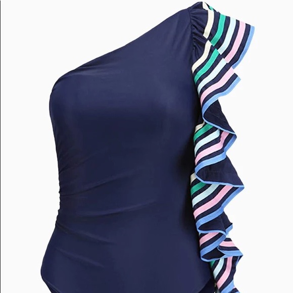 NWT One shoulder ruffle one piece swimsuit - Picture 3 of 6
